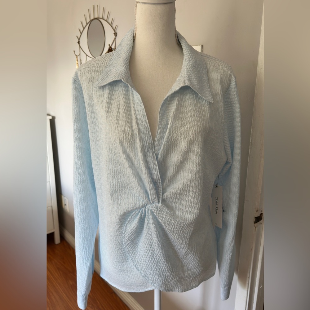 Sale! Calvin Klein Blue Twist Blouse